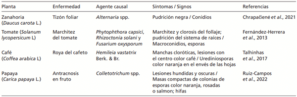 Tabla 1. Síntomas y signos de algunas enfermedades.