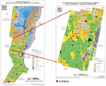 Figura 1: Ubicación de los tambos integrantes del grupo Cambio Rural “Aurora”