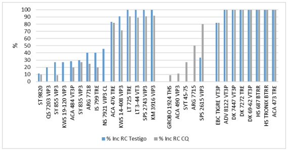 Gráfico 10. Incidencia (%) de Roya común 