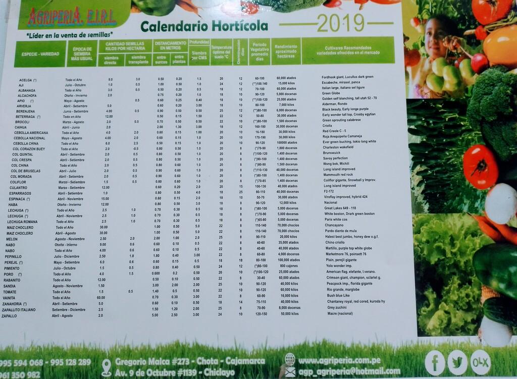 Calendario hortícola  - 1