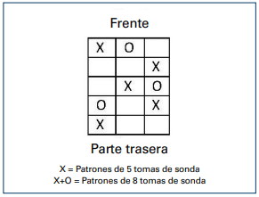 Figura 5. Ejemplo de patrón de muestreo de 5 y 8 tomas de sonda (43).